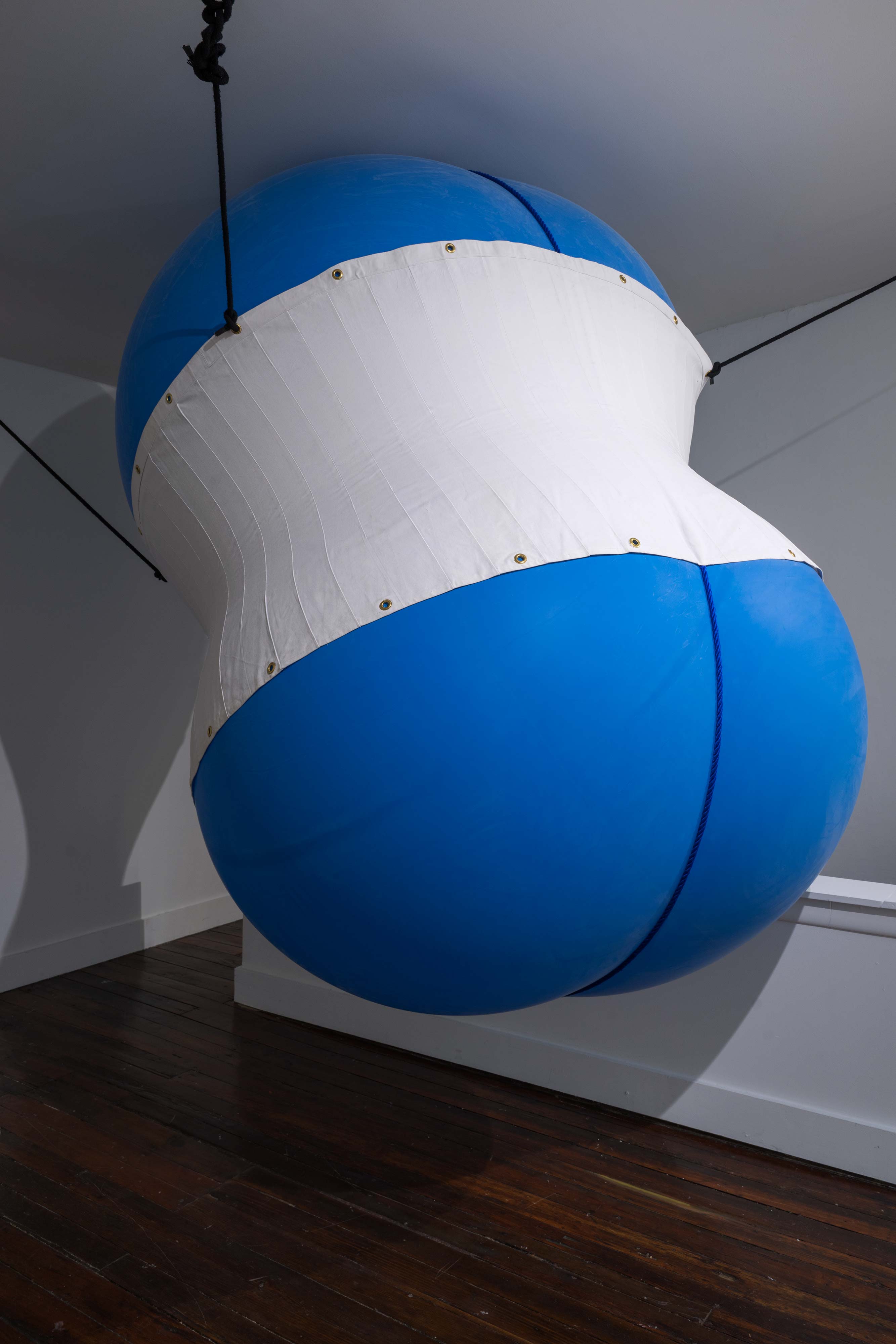 Nancy Davidson<br>Blue Moon<br>1998<br>Latex, rope, cotton<br>76 x 60 x 60 in (193 x 152 x 152 cm),  installation variable