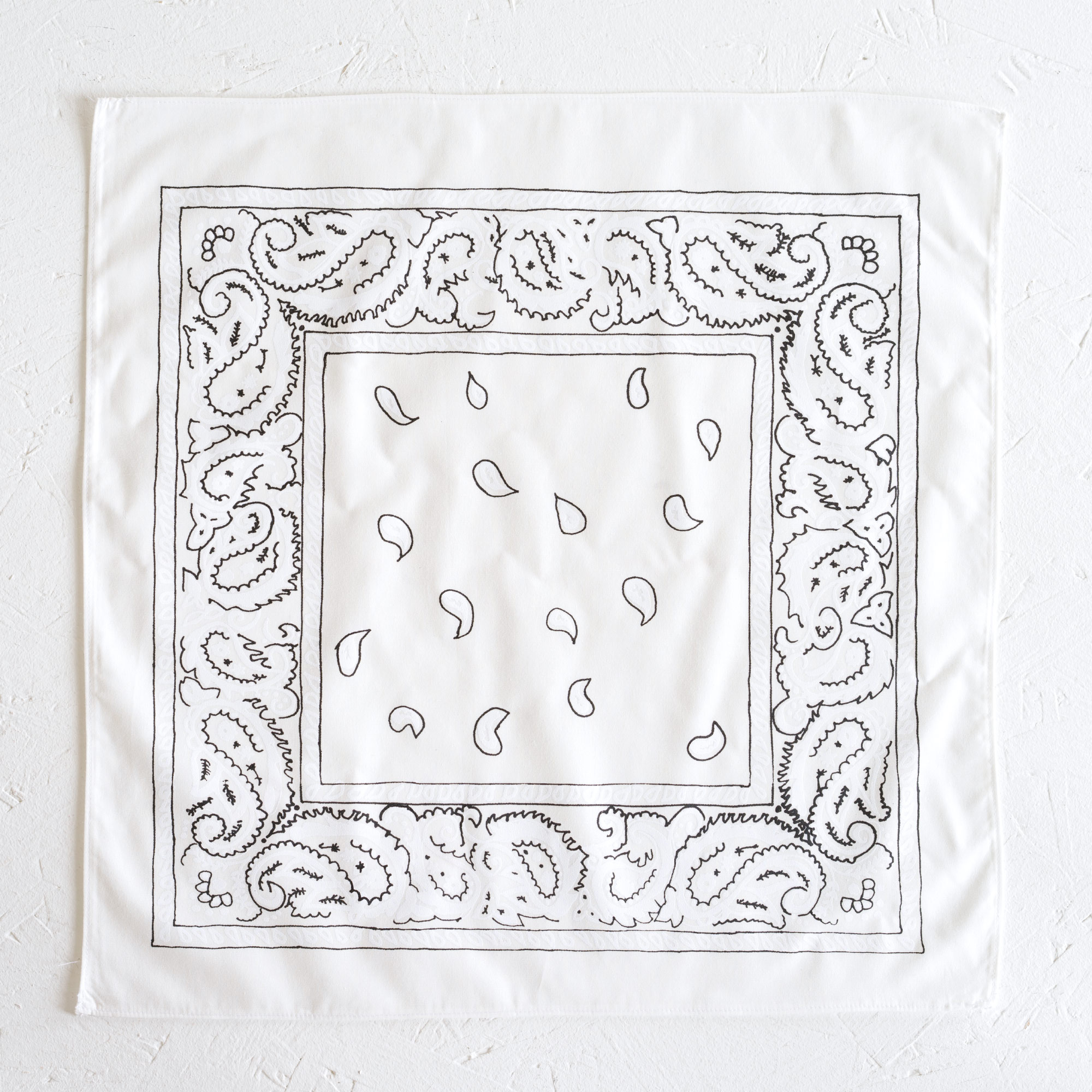 Nancy Davidson, *Hanky Code* (White), 2016, Two color silkscreen on hand cut & sewn cotton, 17 x 17 inches (43.18 x 43.18 cm)